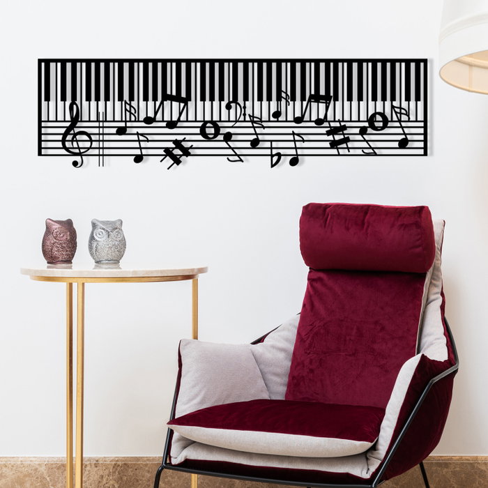 Wallity Piano - M121 Escultura de Pared de Metal Negra
